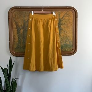 Madewell mustard yellow midi skirt, side buttons